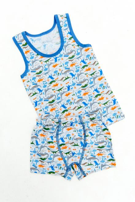Набор из трусов-боксеров и майки из кулирки c лайкрой дино