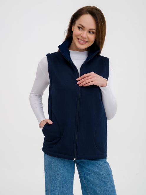Жилет женский из футера " Барашек" синий макси Жилет женский из футера " Барашек" синий макси