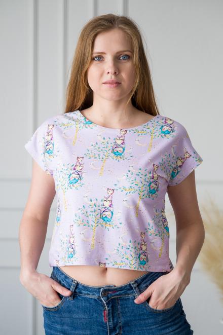 Футболка женская из кулирки с лайкрой Совята розовый