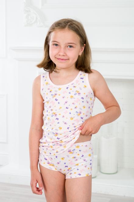 Комплект детский из трусов и майки из кулирки с лайкрой розовый