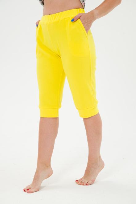 Бриджи женские из интерлока на манжете желтый