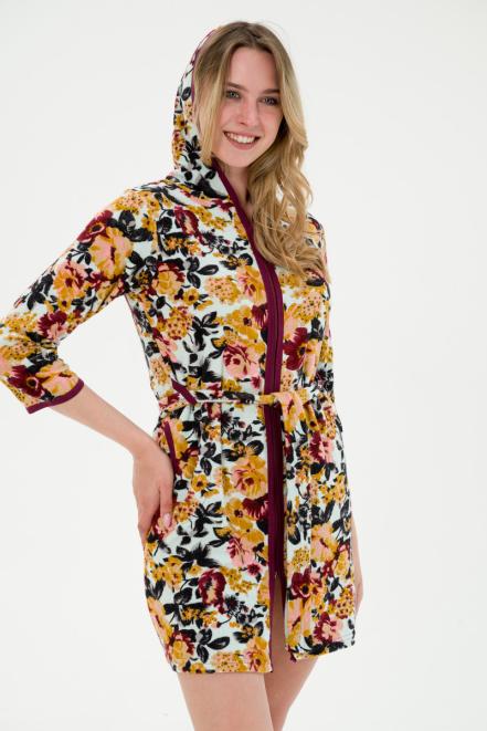 Халат подростковый из махры Американка бордовый Халат подростковый из махры Американка бордовый