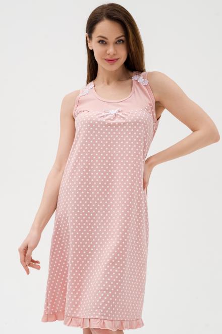 Ночная сорочка из кулирки Василиса горошек на какао