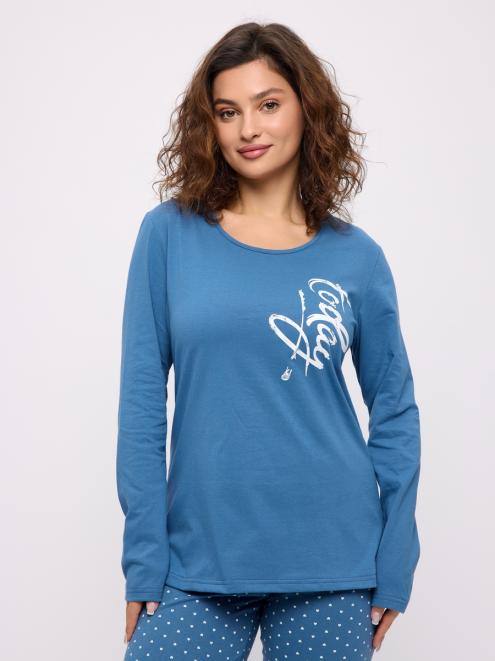 Лонгслив женский из кулирки синий тудей