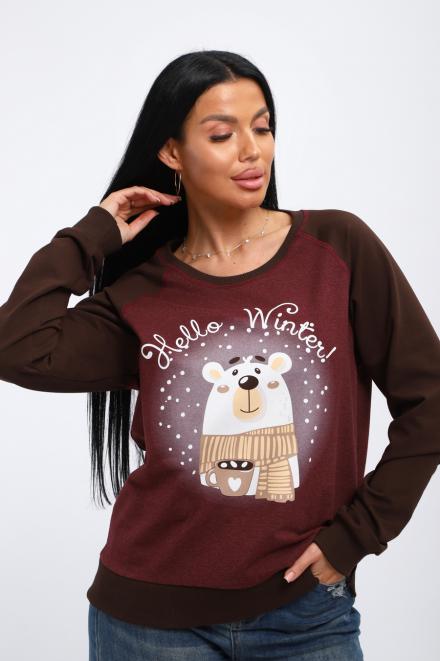 Лонгслив женский из футера Гамми шоколад