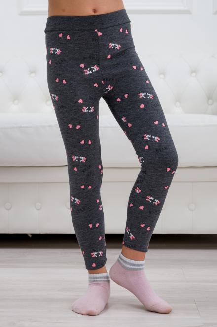 Легинсы детские из бамбука сердечки серый