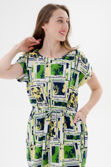 Платье женское домашнее из кулирки Лана цитрусовый микс макси Платье женское домашнее из кулирки Лана цитрусовый микс макси