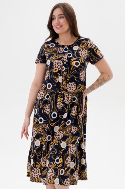 Платье женское из кулирки Кармелита 2 кофе на синем