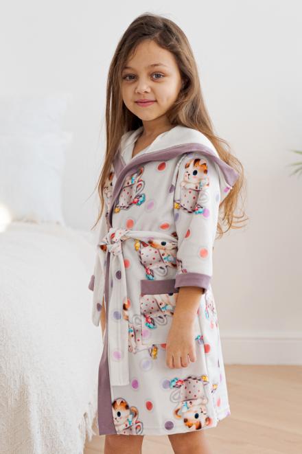 Халат подростковый из флиса Котик капучино
