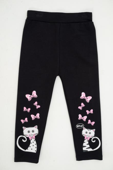 Легинсы детские из бамбука котик на черном