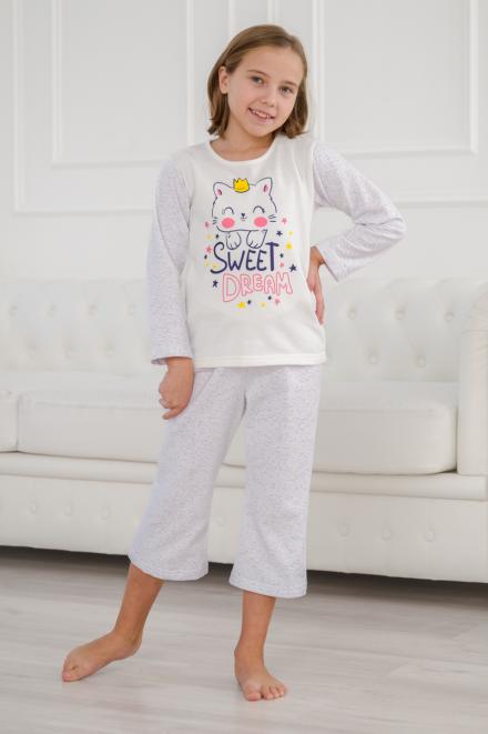 Пижама детская из футера Кисонька белая березка