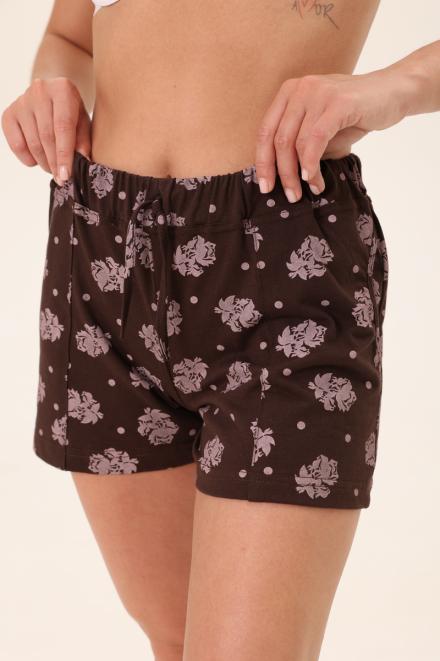 Шорты женские из кулирки Молодежные розы на кофе
