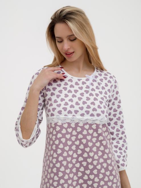 Ночная сорочка женская из футера Капучино сердца Ночная сорочка женская из футера Капучино сердца