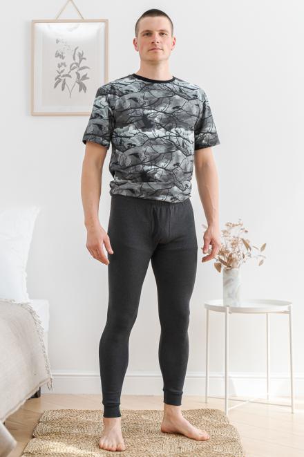 Кальсоны мужские из эластичной рибаны с начесом антрацит