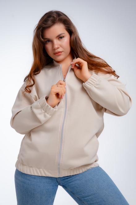 Бомбер из коттон фита песочный