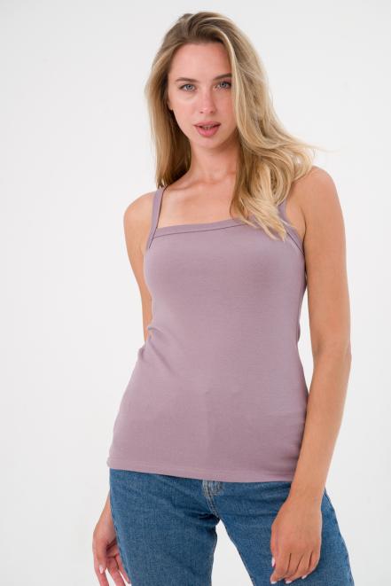 Топ женский из рибаны с лайкрой туманно-лиловый Топ женский из рибаны с лайкрой туманно-лиловый