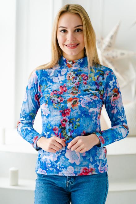 Водолазка женская из иконвелюра с длинным рукавом Эсфирь 2 голубой