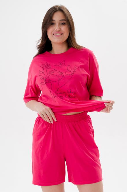 Пижама женская из кулирки Дива клубника макси Пижама женская из кулирки Дива клубника макси