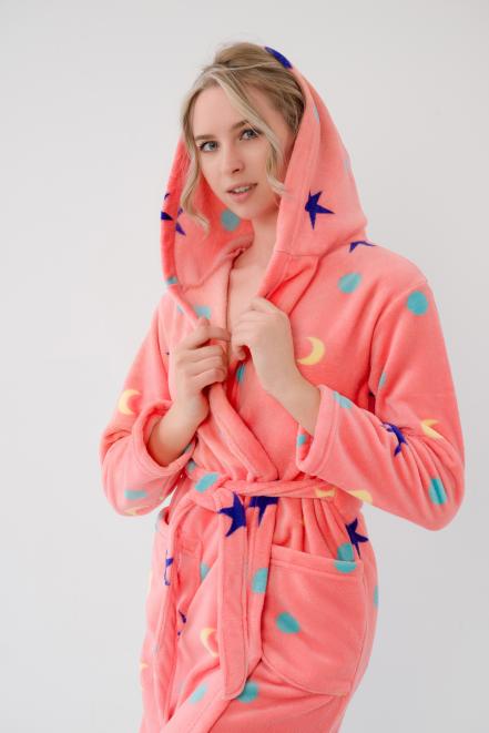 Халат женский из ультрасофта "Нежность" коралл Халат женский из ультрасофта "Нежность" коралл