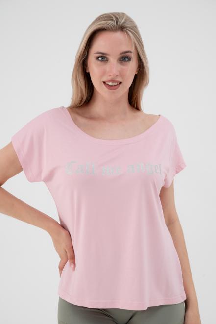 Футболка женская из вискозы Лирика пудра Call me angel
