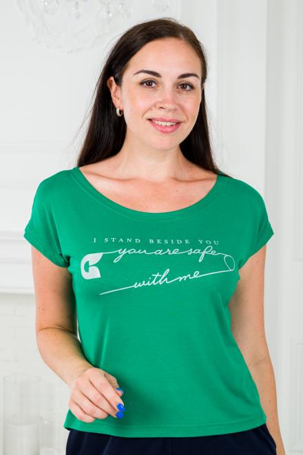 Футболка женская из вискозы Лирика зеленый You are safe Футболка женская из вискозы Лирика зеленый You are safe