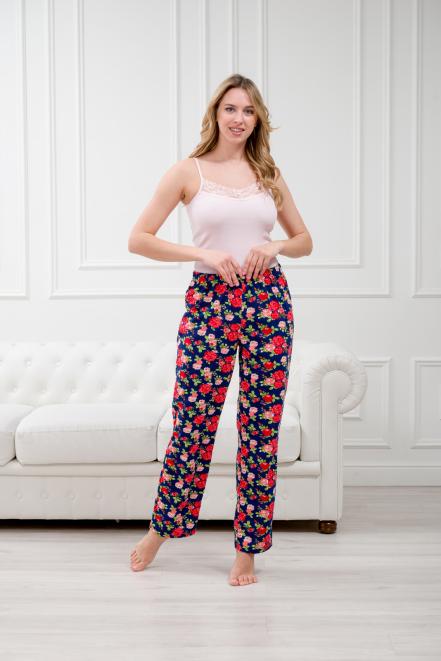 Брюки женские домашние из кулирки Барокко розы Брюки женские домашние из кулирки Барокко розы