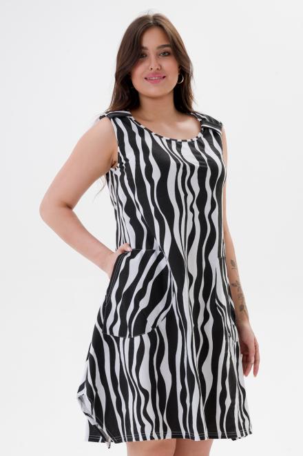 Платье женское из кулирки Кэтрин белая зебра