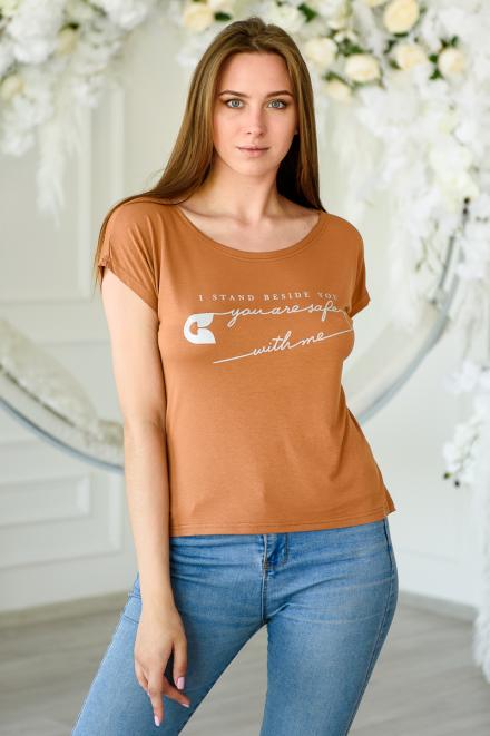 Футболка женская из вискозы Лирика бронзовый You are safe