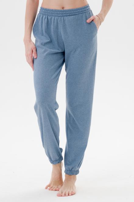 Брюки женские из кулирки на резинке голубой