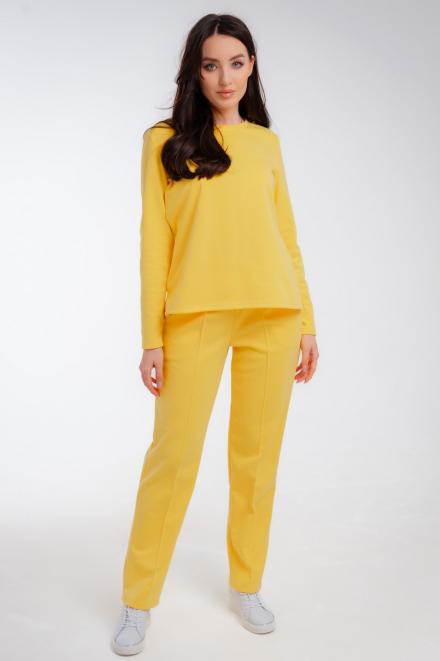 Брюки женские из коттон фита стрелка жёлтый