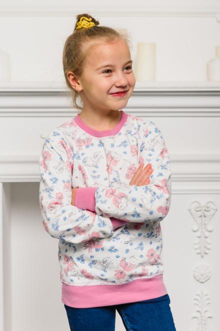 Свитшот  детский из футера  с начесом Гермиона зайчики