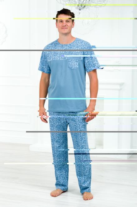 Пижама мужская из футболки с коротким рукавом и брюк из кулирки Макс березка