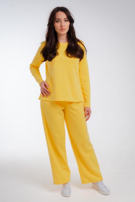 Костюм женский из коттон фита с длинным рукавом жёлтый