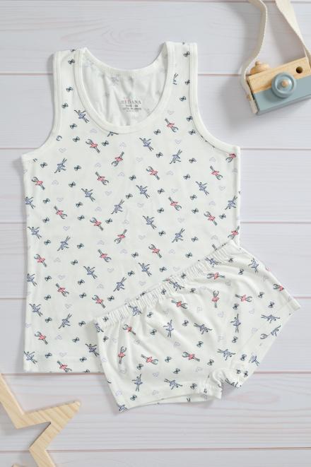 Комплект детский из трусов и майки из кулирки с лайкрой для девочек микс