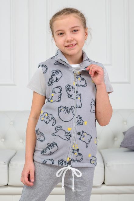 Жилет детский из флиса Котик серый