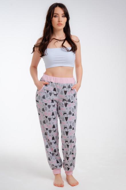 Брюки женские из кулирки на манжете розовый