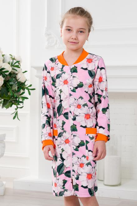 Халат подростковый из иконвелюра Аманда сиреневый