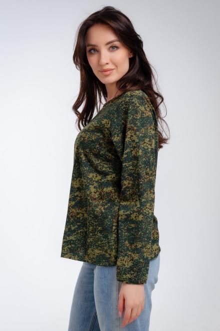 Футболка женская длинный рукав из кулирки цифра ярко зеленый макси