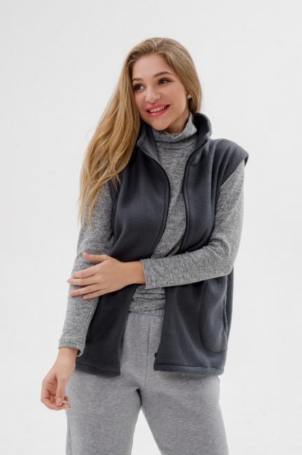 Жилет женский из флиса графит макси