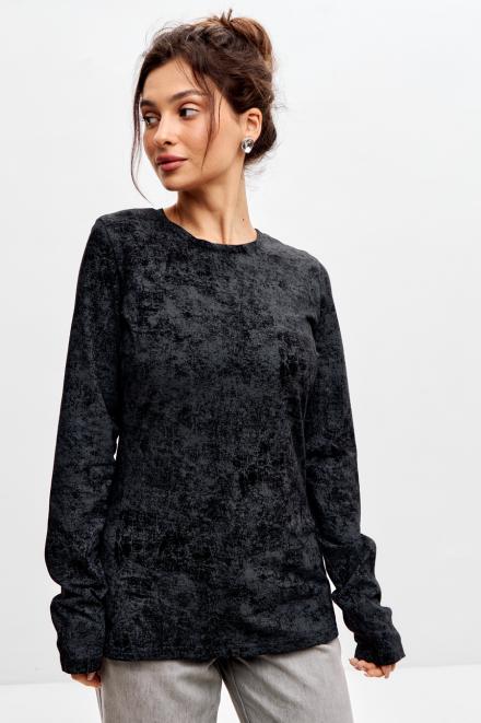 Лонгслив женский из кулирки чёрный макси