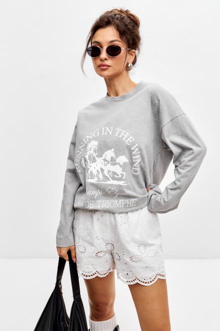 Лонгслив женский из кулирки оверсайз серый макси