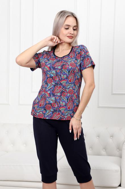 Пижама женская домашний из футболки и бридж Букетик 2 восток Пижама женская домашний из футболки и бридж Букетик 2 восток
