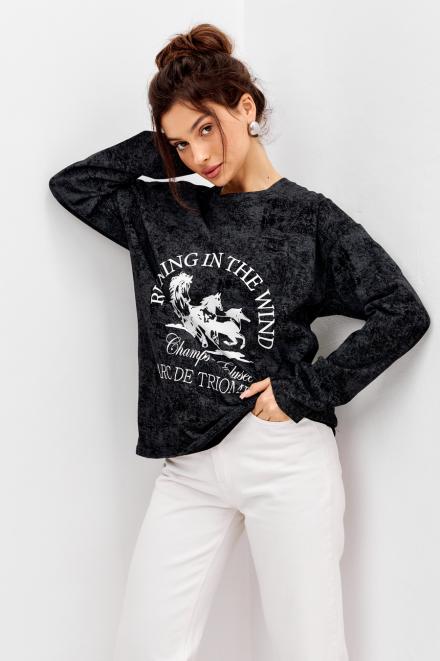 Лонгслив женский из кулирки оверсайз чёрный макси Лонгслив женский из кулирки оверсайз чёрный макси