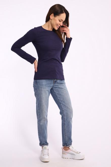 Лонгслив женский из кулирки с лайкрой темно-синий меланж