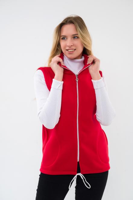 Жилет женский из футера красный макси