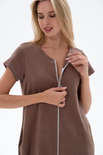 Халат женский из махры "Моника" светлый шоколад Халат женский из махры "Моника" светлый шоколад