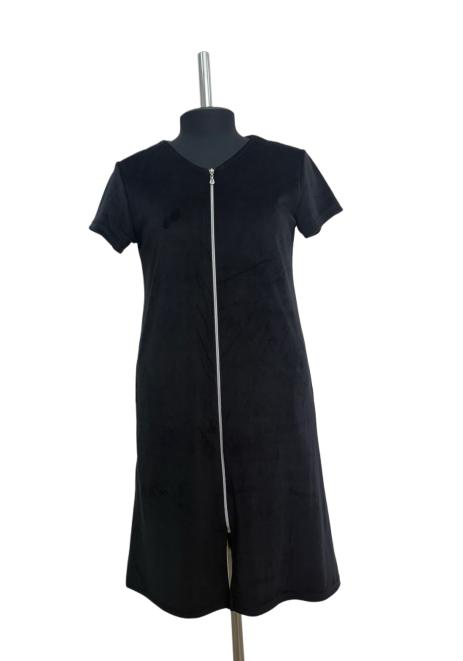 Халат женский из стрейч велюра  "Моника" чёрный