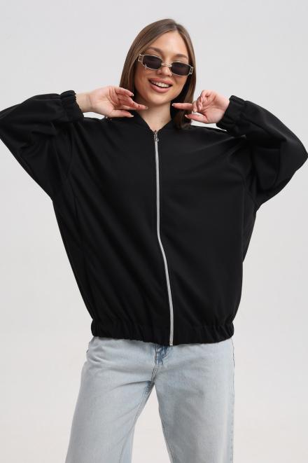 Бомбер из коттон фита чёрный макси