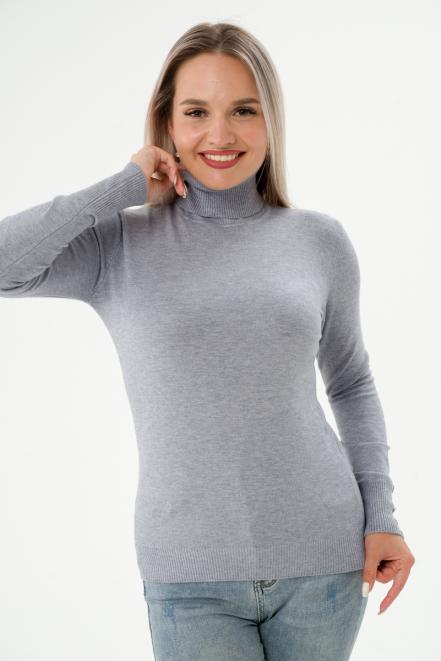 Водолазка женская из трикотажа с пуговичками серый меланж