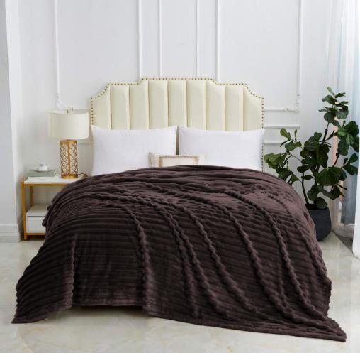 Плед из велсофта шоколадный